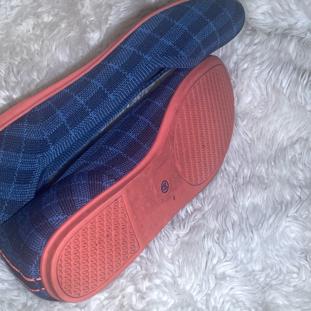 Rothy's indigo gingham Navy and Black Patterned Flat shoes size 9 - Picture 5 of 7